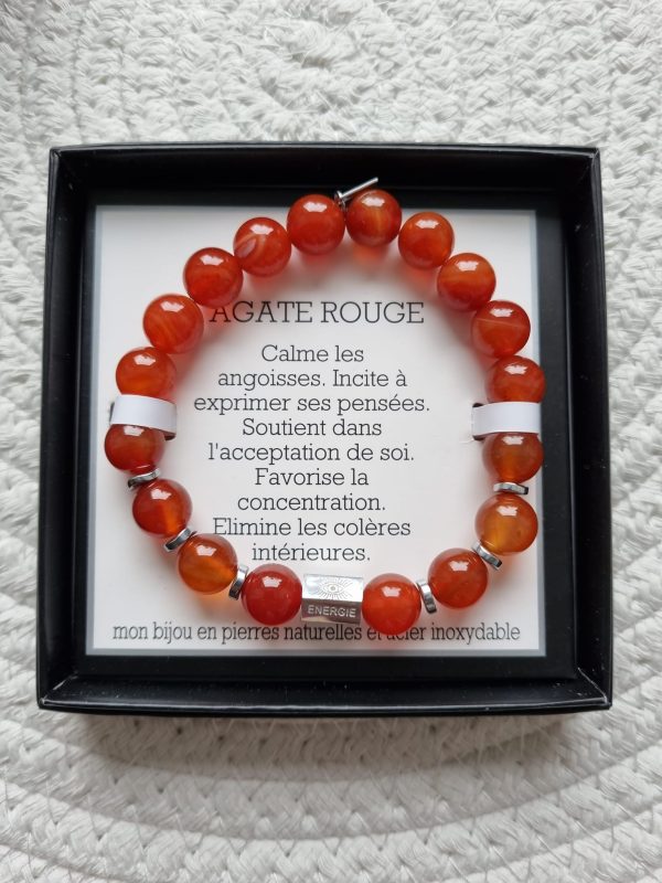 Bracelet Agate Rouge - Homme